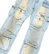 V DENIM - MULTI CARGO BAGGY/ LOOSE FIT DENIM TAN